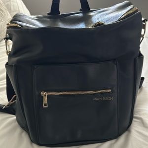 Black leather Fawn design diaper backpack